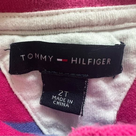 TOMMY HILFIGER Girls Short Sleeve Polo Dress 2T Years Pink Tshirt Dress - Picture 5 of 9